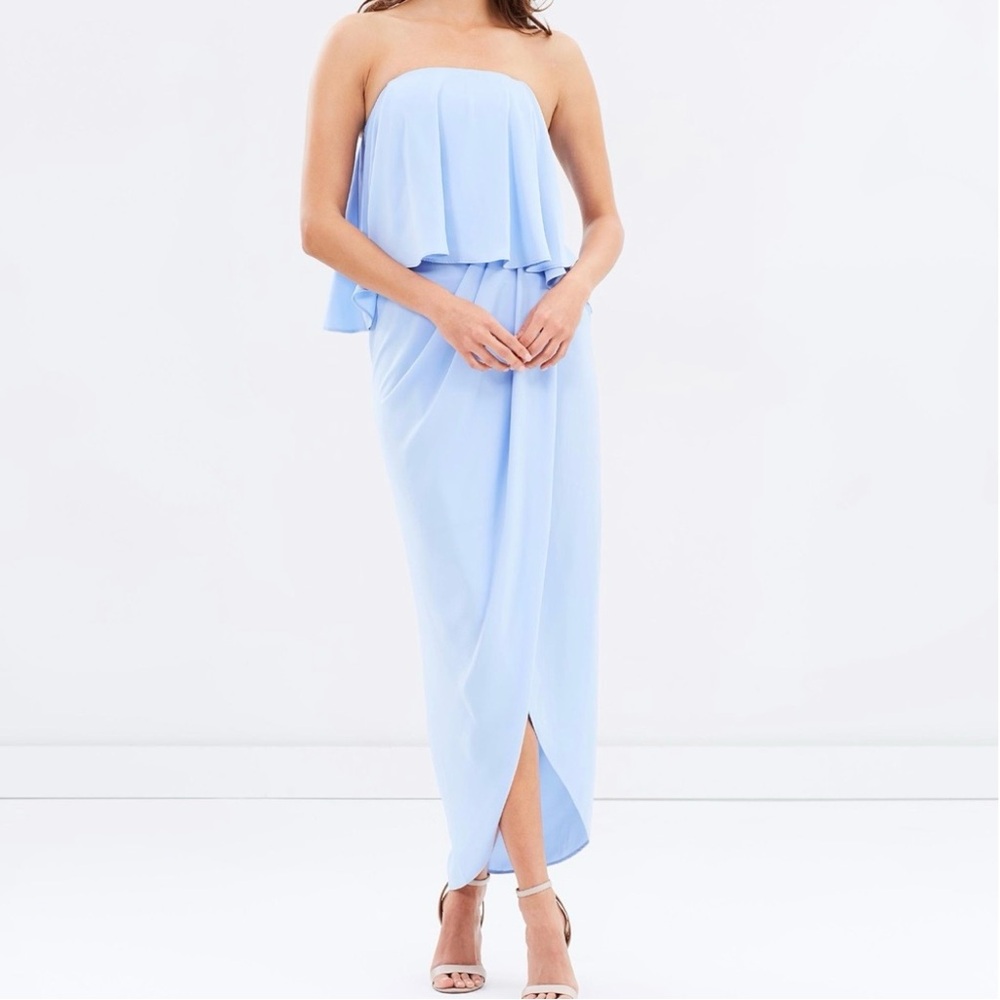 NWT Shona Joy Strapless Frill Drape Maxi